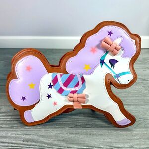 Kawaii Lolita Carousel Pony Horse Crossbody Purse Lilac Purple White & Brown